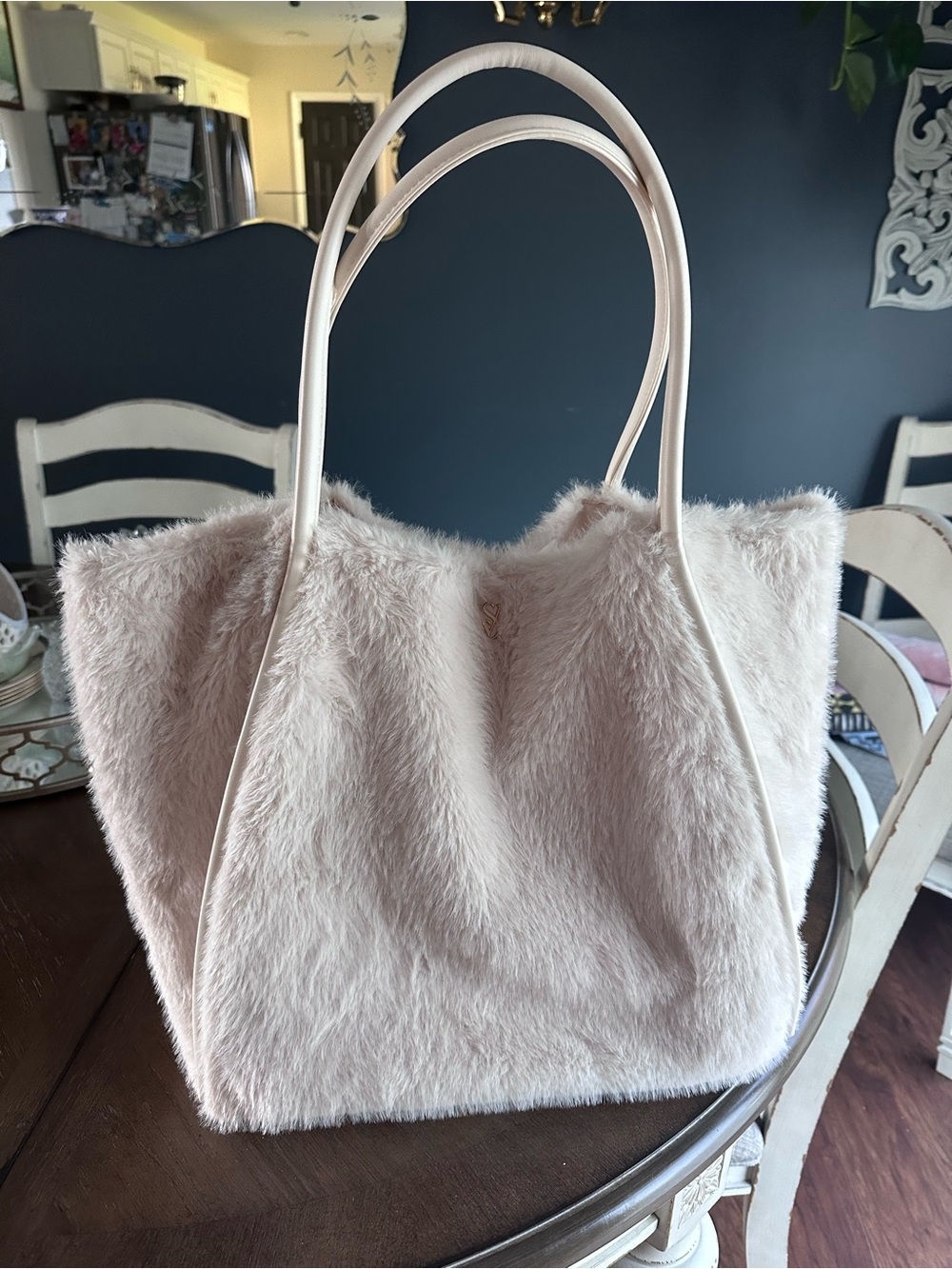 New Victoria Secret Faux Fur Tote Bag in Light Cream  - Soft Everyday Shoulder